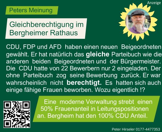 Gleichberechtigung im Bergheimer Rathaus