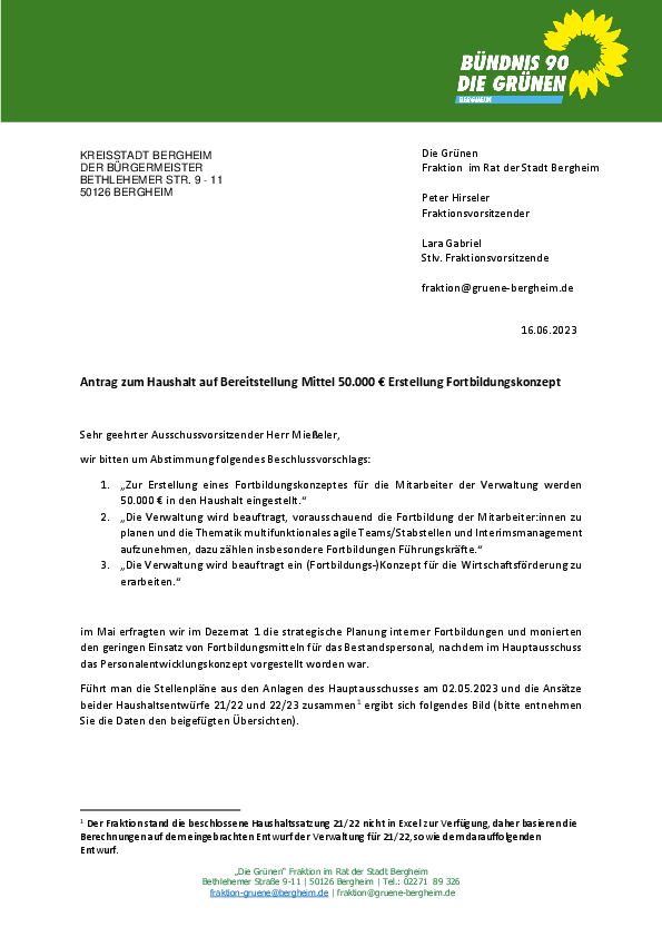 Antrag Fortbildung